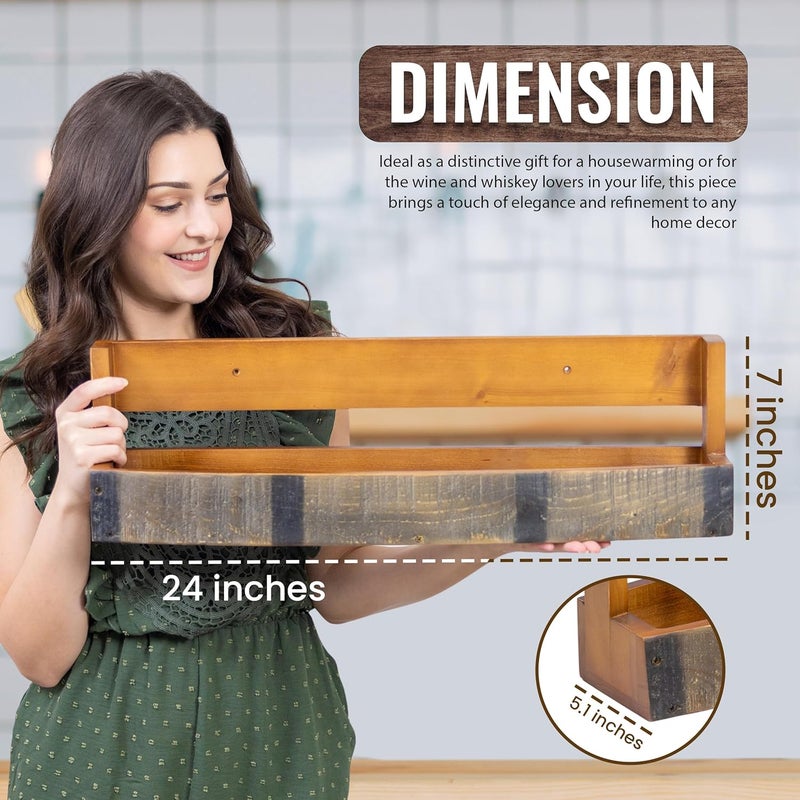 RELODECOR Liquor Bottle Display Shelf – Bar Shelf for Whiskey, Wine & Bourbon – Rustic Wall-Mounted Wooden Shelves, Countertop Rack, Stylish & Space-Saving Small Liquor Cabinet for Enthusiasts - Image 2